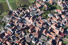 Aerial view of Church building in the village of in Frankweiler in the state Rhineland-Palatinate