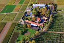 Aerial view of BFA-Geilweilerhof (Vine Research Institute) JKI Institute in Siebeldingen in the state Rhineland-Palatinate, Germany