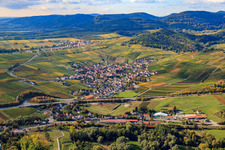 View of the town from the north in Birkweiler in the state Rhineland-Palatinate, Germany