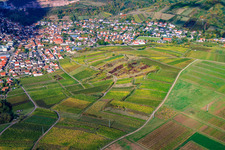 Aerial photograpy of View of the town from the east in Albersweiler in the state Rhineland-Palatinate, Germany