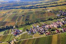 Aerial view of Wine-growing village between vineyards from the north in Ranschbach in the state Rhineland-Palatinate, Germany