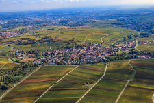 Wine-growing village on the small Kalmit from the west in Ilbesheim bei Landau in the state Rhineland-Palatinate, Germany