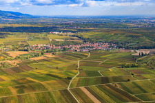 Wine-growing village between vineyards from the south in Göcklingen in the state Rhineland-Palatinate, Germany