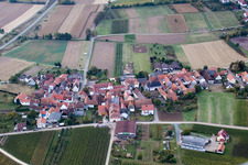 Aerial view of From the north in the district Oberhofen in Pleisweiler-Oberhofen in the state Rhineland-Palatinate, Germany