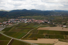 View of a winegrowing village from the south in the district Rechtenbach in Schweigen-Rechtenbach in the state Rhineland-Palatinate, Germany