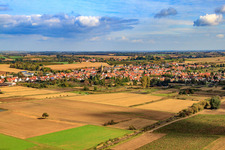 Aerial view of View of the town from the southwest in Steinfeld in the state Rhineland-Palatinate, Germany