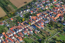 Aerial view of Main Street in the district Schaidt in Wörth am Rhein in the state Rhineland-Palatinate, Germany