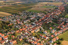 Aerial photograpy of Village view from the southwest in Freckenfeld in the state Rhineland-Palatinate, Germany