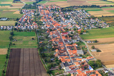 Aerial view of Village view from the southeast in Freckenfeld in the state Rhineland-Palatinate, Germany