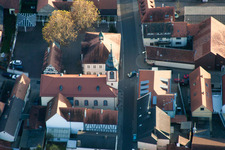 Old Town Hall and Protestant Church in Wörth am Rhein in the state Rhineland-Palatinate, Germany