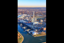 Oblique view of EnBW power plant in the district Daxlanden in Karlsruhe in the state Baden-Wuerttemberg, Germany