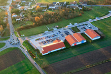 German supermarkets on the German-French border in the district Neulauterburg in Berg in the state Rhineland-Palatinate, Germany