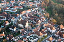 Lauterbourg in the state Bas-Rhin, France viewn from the air