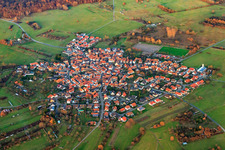 Aerial photograpy of From the southwest in the district Büchelberg in Wörth am Rhein in the state Rhineland-Palatinate, Germany