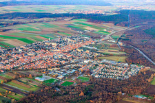 Aerial photograpy of City view from the southwest in Kandel in the state Rhineland-Palatinate, Germany