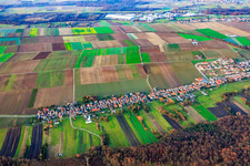 Aerial view of Saarstrasse from the southwest in Kandel in the state Rhineland-Palatinate, Germany