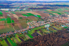 Aerial photograpy of Saarstrasse from the southwest in Kandel in the state Rhineland-Palatinate, Germany