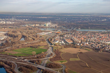 Intersection A65 with B9 and B10 Wörther Trog from the west in the district Maximiliansau in Wörth am Rhein in the state Rhineland-Palatinate, Germany