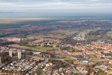 View of the town from the south in Wörth am Rhein in the state Rhineland-Palatinate, Germany