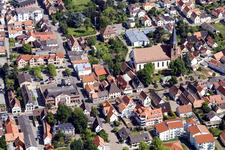 Oblique view of St. Mary's Assumption in Herxheim bei Landau in the state Rhineland-Palatinate, Germany