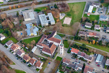 Aerial view of Sacred Heart Community Center in Rastatt in the state Baden-Wuerttemberg, Germany