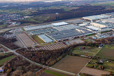Aerial view of Daimler AG from the southeast in Rastatt in the state Baden-Wuerttemberg, Germany
