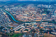 Aerial view of Festival site on the Murg in Rastatt in the state Baden-Wuerttemberg, Germany