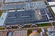 Aerial view of Daimler AG in Rastatt in the state Baden-Wuerttemberg, Germany
