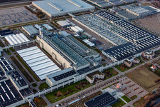 Oblique view of Daimler AG in Rastatt in the state Baden-Wuerttemberg, Germany