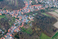 Neewiller-près-Lauterbourg in the state Bas-Rhin, France viewn from the air