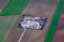 Aerial photograpy of Scheibenhardt, oil production in Scheibenhard in the state Bas-Rhin, France