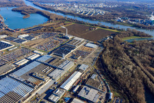 Industriepark Wörth GmbH with Mercedes-Benz Wörth automobile plant of Daimler AG in the district Maximiliansau in Wörth am Rhein in the state Rhineland-Palatinate, Germany