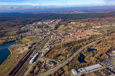 City view from the east in Wörth am Rhein in the state Rhineland-Palatinate, Germany