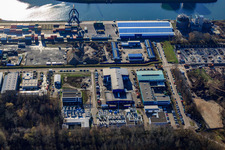 Nordbeckenstraße at the Rhine port with CONTARGO and Rhenus Ports in the district Mühlburg in Karlsruhe in the state Baden-Wuerttemberg, Germany