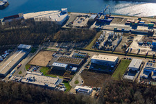Rhine ports with ITK Internationales Transport-Kontor GmbH in the district Mühlburg in Karlsruhe in the state Baden-Wuerttemberg, Germany