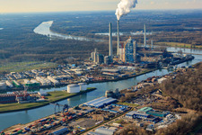 Aerial view of ENBW Rheinhafen steam power plant Karlsruhe in the district Daxlanden in Karlsruhe in the state Baden-Wuerttemberg, Germany