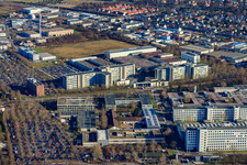Siemens AG, manufacturing and development site Karlsruhe in the district Knielingen in Karlsruhe in the state Baden-Wuerttemberg, Germany out of the air