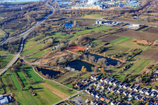 Tennis courts at the lake of the gymnastics club Knielingen, tennis department in the district Knielingen in Karlsruhe in the state Baden-Wuerttemberg, Germany