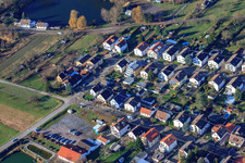 Aerial photograpy of Bruchweg in the district Knielingen in Karlsruhe in the state Baden-Wuerttemberg, Germany