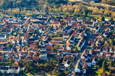 Aerial view of View of the town from the northeast in the district Knielingen in Karlsruhe in the state Baden-Wuerttemberg, Germany