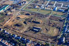 Aerial view of New development area Eichheckle in the district Knielingen in Karlsruhe in the state Baden-Wuerttemberg, Germany