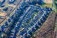 Aerial view of Blenkerstraße, Blindstr in the district Knielingen in Karlsruhe in the state Baden-Wuerttemberg, Germany