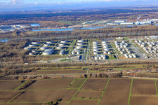 Upper Rhine mineral oil refinery in the district Knielingen in Karlsruhe in the state Baden-Wuerttemberg, Germany viewn from the air
