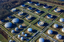 MIRO oil tanks in the district Knielingen in Karlsruhe in the state Baden-Wuerttemberg, Germany