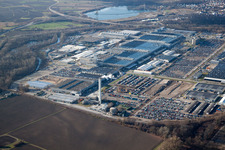 Daimler Benz Truck Plant in the district Maximiliansau in Wörth am Rhein in the state Rhineland-Palatinate, Germany