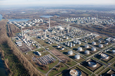 Oblique view of MIRO in the district Knielingen in Karlsruhe in the state Baden-Wuerttemberg, Germany