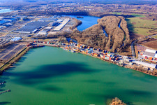 Oblique view of Contargo Worth at the Wörth port in the district Maximiliansau in Wörth am Rhein in the state Rhineland-Palatinate, Germany