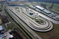 Aerial view of Test track for trucks from Daimler in Woerth am Rhein in the state Rhineland-Palatinate