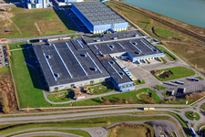 Aerial photograpy of Palm paper mill in the Oberwald industrial area in Wörth am Rhein in the state Rhineland-Palatinate, Germany