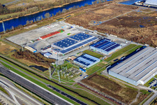 Substation, WAS Logistics and Nuss forwarding company in the Oberwald industrial area in Wörth am Rhein in the state Rhineland-Palatinate, Germany